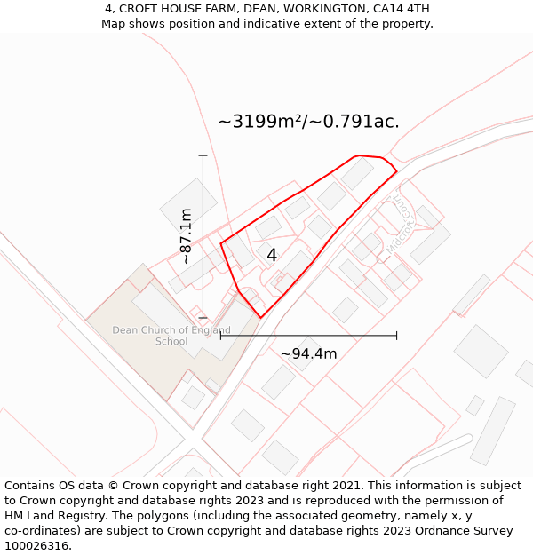 4, CROFT HOUSE FARM, DEAN, WORKINGTON, CA14 4TH: Plot and title map