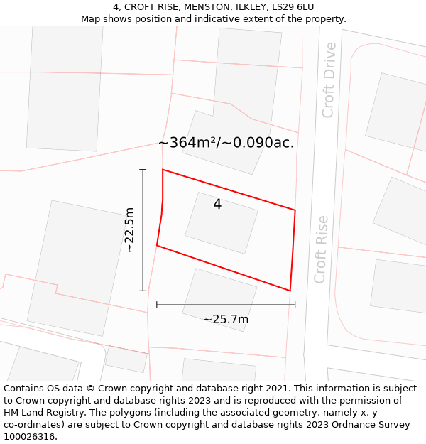 4, CROFT RISE, MENSTON, ILKLEY, LS29 6LU: Plot and title map