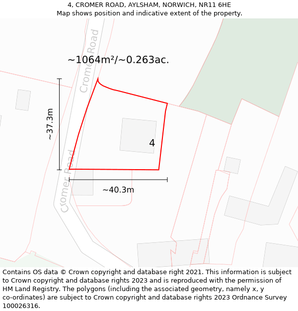 4, CROMER ROAD, AYLSHAM, NORWICH, NR11 6HE: Plot and title map