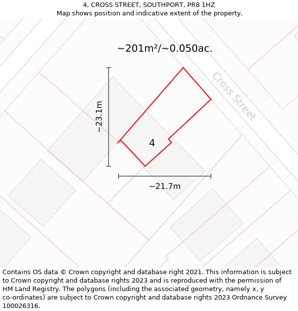 4, CROSS STREET, SOUTHPORT, PR8 1HZ: Plot and title map