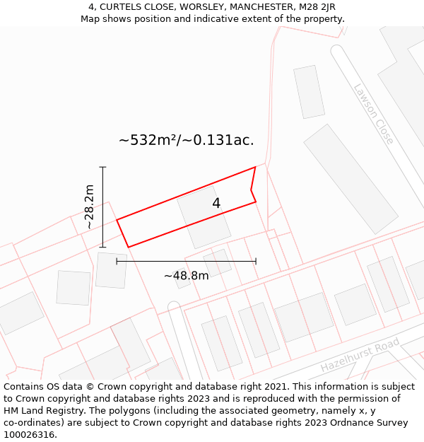 4, CURTELS CLOSE, WORSLEY, MANCHESTER, M28 2JR: Plot and title map