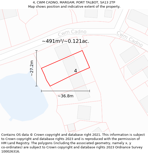 4, CWM CADNO, MARGAM, PORT TALBOT, SA13 2TP: Plot and title map