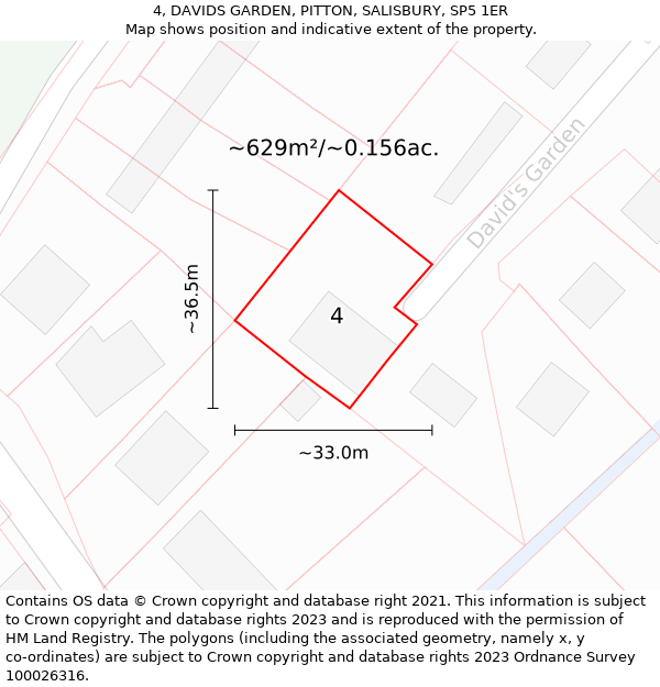 4, DAVIDS GARDEN, PITTON, SALISBURY, SP5 1ER: Plot and title map