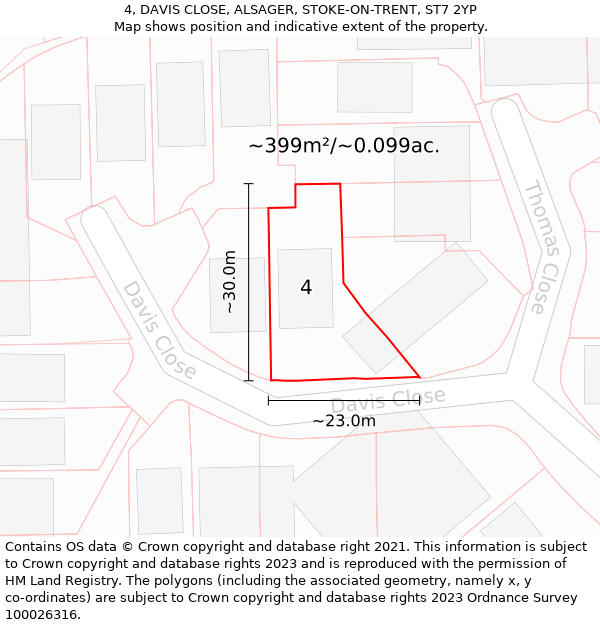 4, DAVIS CLOSE, ALSAGER, STOKE-ON-TRENT, ST7 2YP: Plot and title map