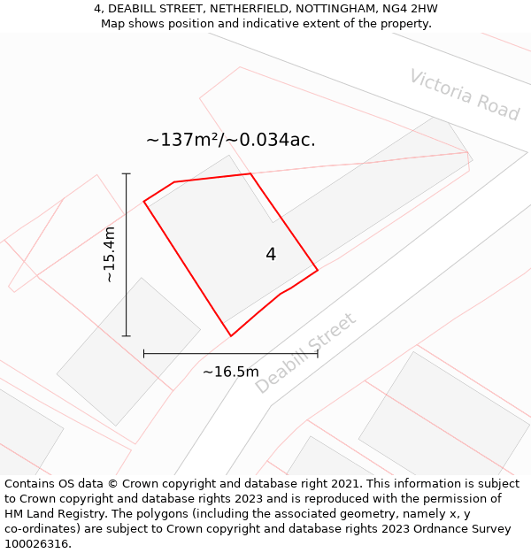 4, DEABILL STREET, NETHERFIELD, NOTTINGHAM, NG4 2HW: Plot and title map