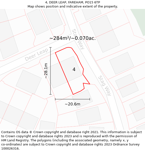 4, DEER LEAP, FAREHAM, PO15 6TP: Plot and title map