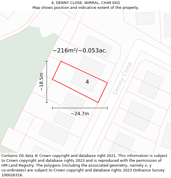 4, DENNY CLOSE, WIRRAL, CH49 0XG: Plot and title map