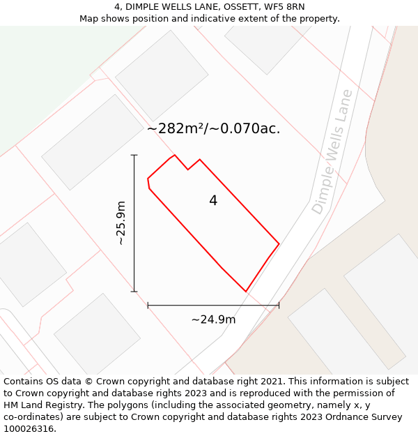 4, DIMPLE WELLS LANE, OSSETT, WF5 8RN: Plot and title map