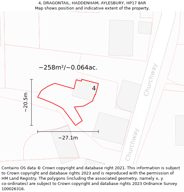 4, DRAGONTAIL, HADDENHAM, AYLESBURY, HP17 8AR: Plot and title map