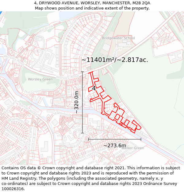 4, DRYWOOD AVENUE, WORSLEY, MANCHESTER, M28 2QA: Plot and title map