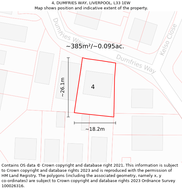 4, DUMFRIES WAY, LIVERPOOL, L33 1EW: Plot and title map