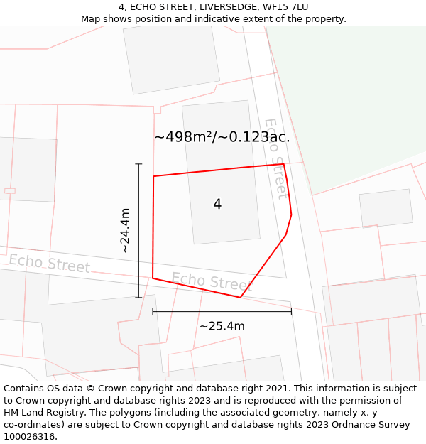 4, ECHO STREET, LIVERSEDGE, WF15 7LU: Plot and title map