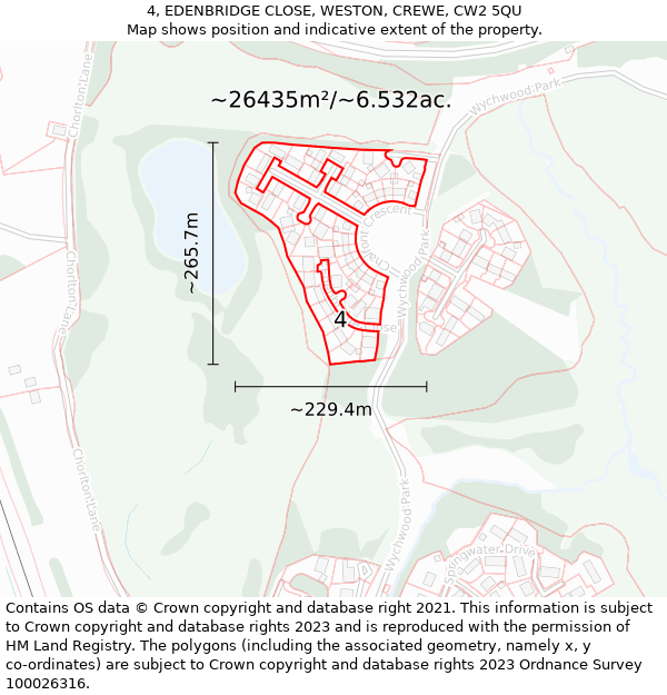 4, EDENBRIDGE CLOSE, WESTON, CREWE, CW2 5QU: Plot and title map