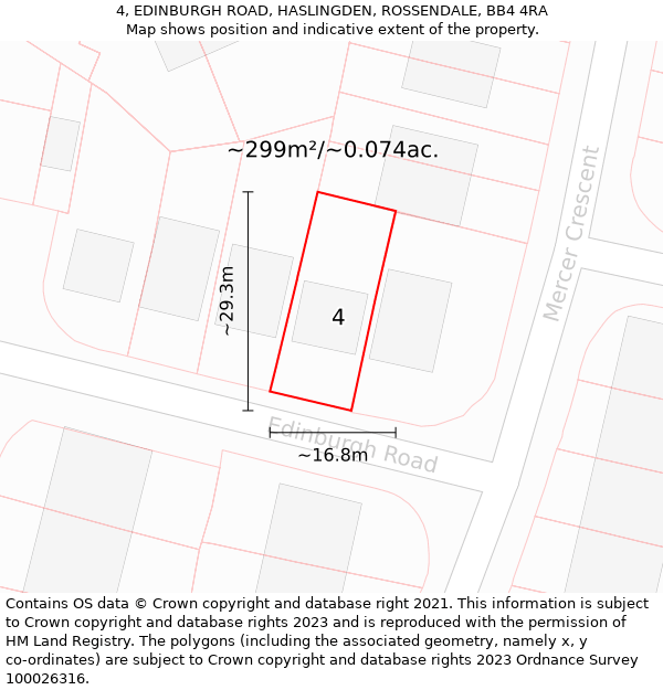 4, EDINBURGH ROAD, HASLINGDEN, ROSSENDALE, BB4 4RA: Plot and title map