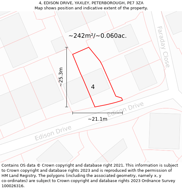 4, EDISON DRIVE, YAXLEY, PETERBOROUGH, PE7 3ZA: Plot and title map