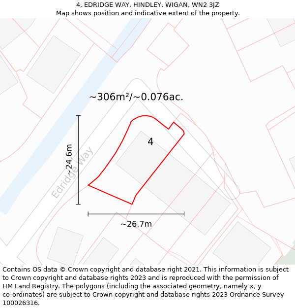 4, EDRIDGE WAY, HINDLEY, WIGAN, WN2 3JZ: Plot and title map