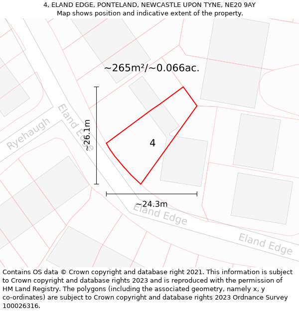 4, ELAND EDGE, PONTELAND, NEWCASTLE UPON TYNE, NE20 9AY: Plot and title map