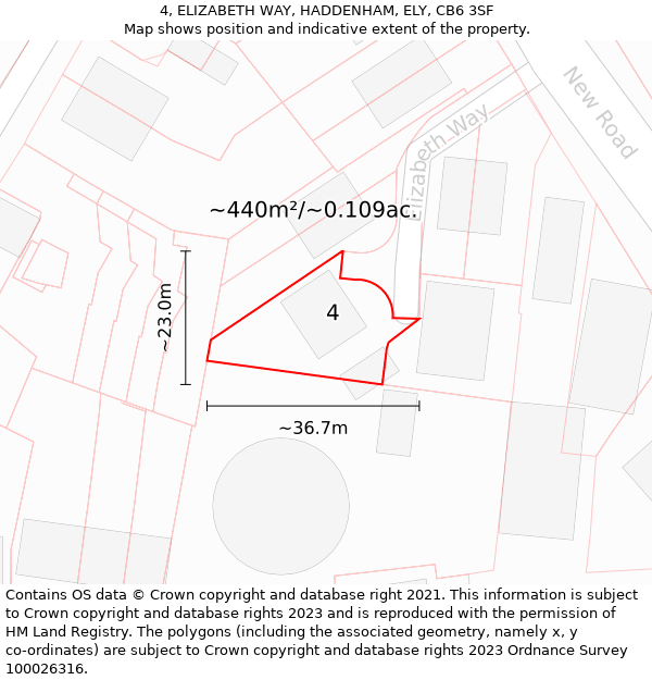 4, ELIZABETH WAY, HADDENHAM, ELY, CB6 3SF: Plot and title map