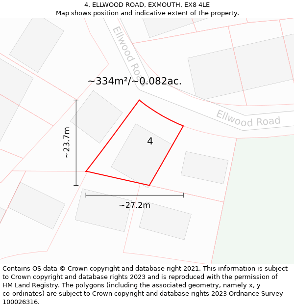 4, ELLWOOD ROAD, EXMOUTH, EX8 4LE: Plot and title map