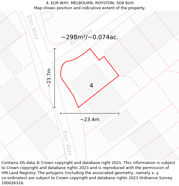 4, ELM WAY, MELBOURN, ROYSTON, SG8 6UH: Plot and title map