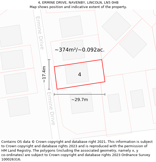 4, ERMINE DRIVE, NAVENBY, LINCOLN, LN5 0HB: Plot and title map