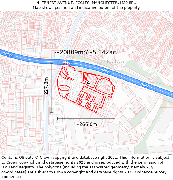 4, ERNEST AVENUE, ECCLES, MANCHESTER, M30 8EU: Plot and title map