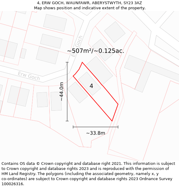 4, ERW GOCH, WAUNFAWR, ABERYSTWYTH, SY23 3AZ: Plot and title map