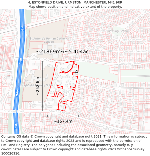 4, ESTONFIELD DRIVE, URMSTON, MANCHESTER, M41 9RR: Plot and title map