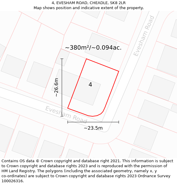 4, EVESHAM ROAD, CHEADLE, SK8 2LR: Plot and title map