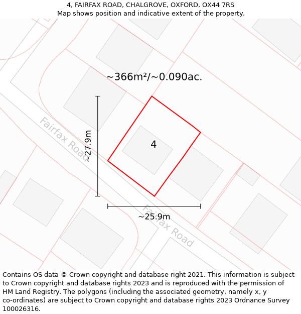 4, FAIRFAX ROAD, CHALGROVE, OXFORD, OX44 7RS: Plot and title map