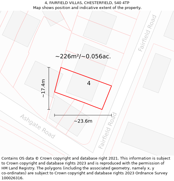 4, FAIRFIELD VILLAS, CHESTERFIELD, S40 4TP: Plot and title map