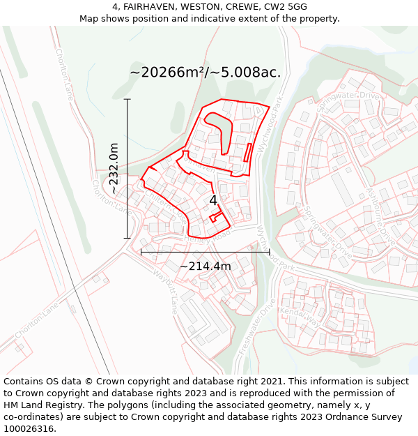 4, FAIRHAVEN, WESTON, CREWE, CW2 5GG: Plot and title map