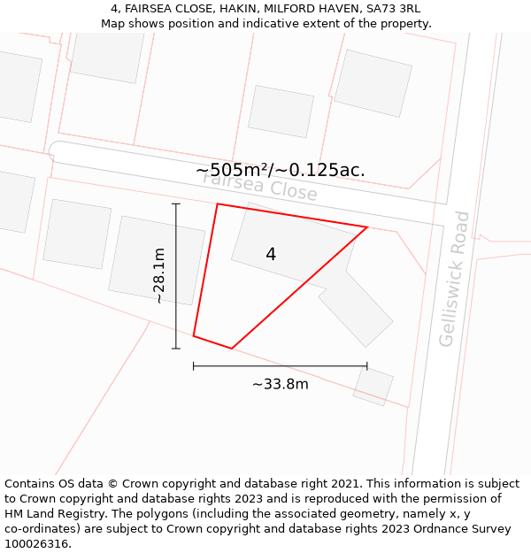 4, FAIRSEA CLOSE, HAKIN, MILFORD HAVEN, SA73 3RL: Plot and title map