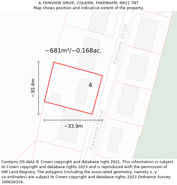 4, FAIRVIEW DRIVE, COLKIRK, FAKENHAM, NR21 7NT: Plot and title map