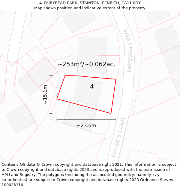 4, FAIRYBEAD PARK, STAINTON, PENRITH, CA11 0DY: Plot and title map