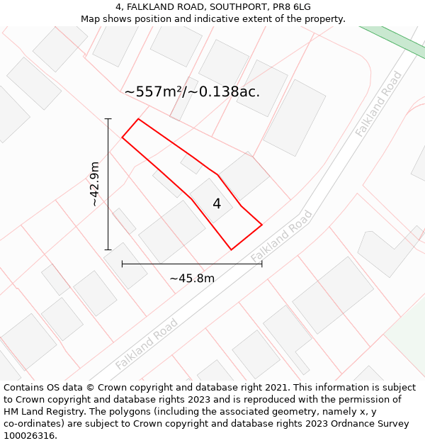 4, FALKLAND ROAD, SOUTHPORT, PR8 6LG: Plot and title map