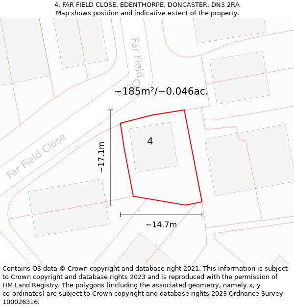 4, FAR FIELD CLOSE, EDENTHORPE, DONCASTER, DN3 2RA: Plot and title map