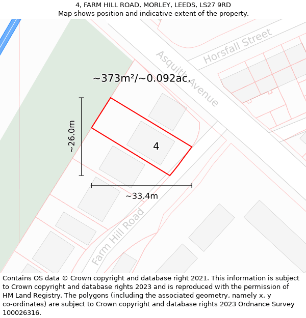 4, FARM HILL ROAD, MORLEY, LEEDS, LS27 9RD: Plot and title map