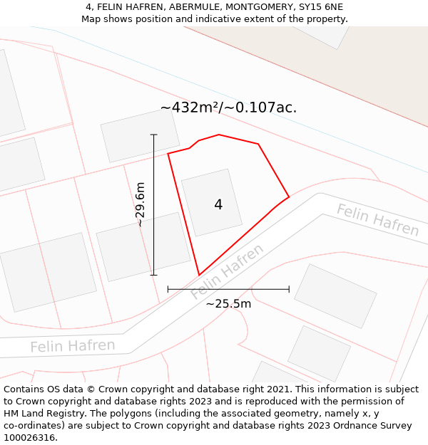 4, FELIN HAFREN, ABERMULE, MONTGOMERY, SY15 6NE: Plot and title map