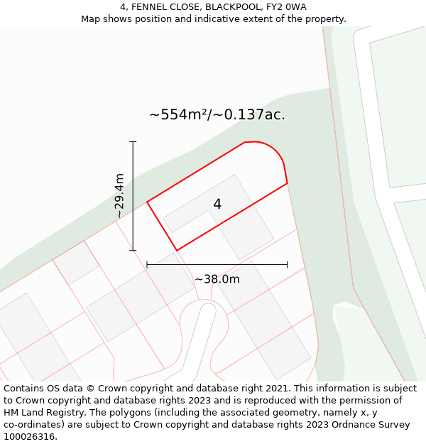 4, FENNEL CLOSE, BLACKPOOL, FY2 0WA: Plot and title map