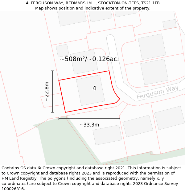 4, FERGUSON WAY, REDMARSHALL, STOCKTON-ON-TEES, TS21 1FB: Plot and title map