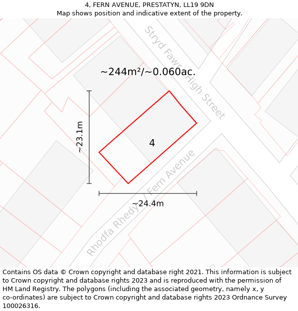 4, FERN AVENUE, PRESTATYN, LL19 9DN: Plot and title map