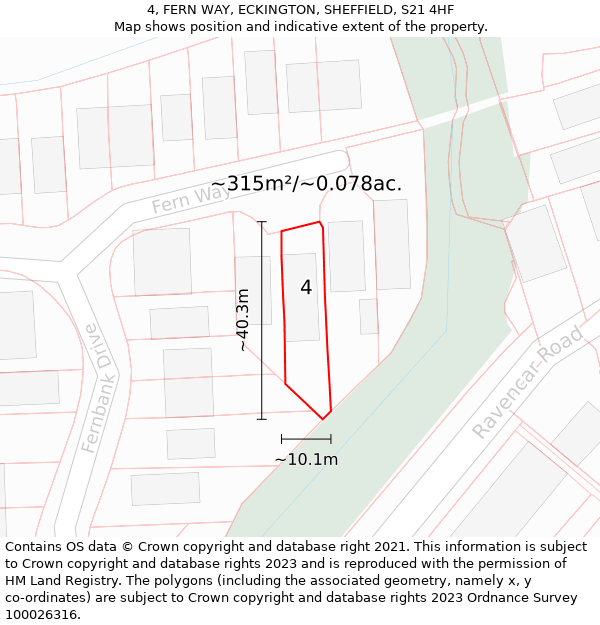 4, FERN WAY, ECKINGTON, SHEFFIELD, S21 4HF: Plot and title map