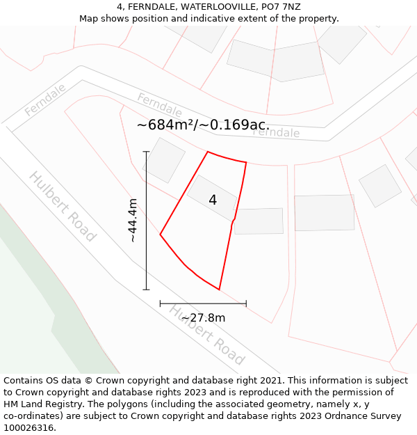 4, FERNDALE, WATERLOOVILLE, PO7 7NZ: Plot and title map