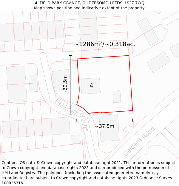 4, FIELD PARK GRANGE, GILDERSOME, LEEDS, LS27 7WQ: Plot and title map