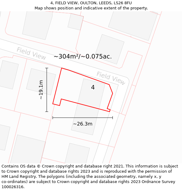 4, FIELD VIEW, OULTON, LEEDS, LS26 8FU: Plot and title map