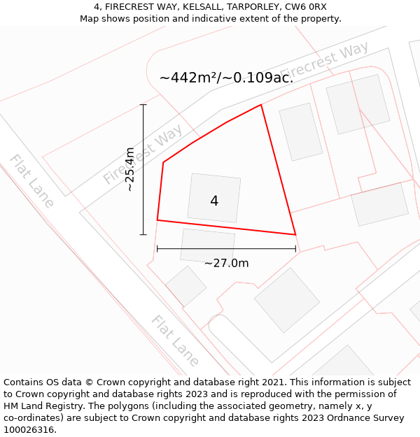 4, FIRECREST WAY, KELSALL, TARPORLEY, CW6 0RX: Plot and title map