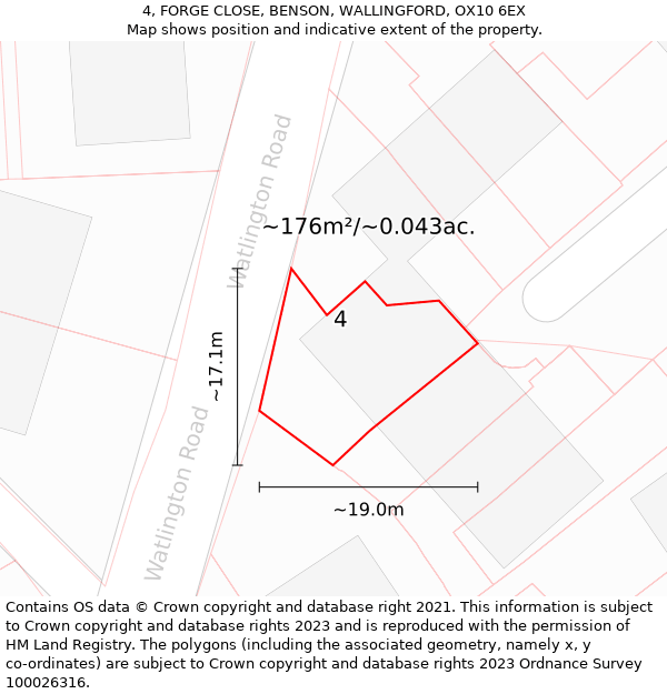 4, FORGE CLOSE, BENSON, WALLINGFORD, OX10 6EX: Plot and title map