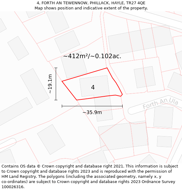 4, FORTH AN TEWENNOW, PHILLACK, HAYLE, TR27 4QE: Plot and title map