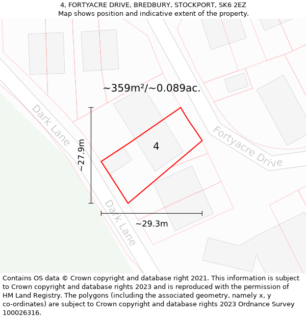 4, FORTYACRE DRIVE, BREDBURY, STOCKPORT, SK6 2EZ: Plot and title map